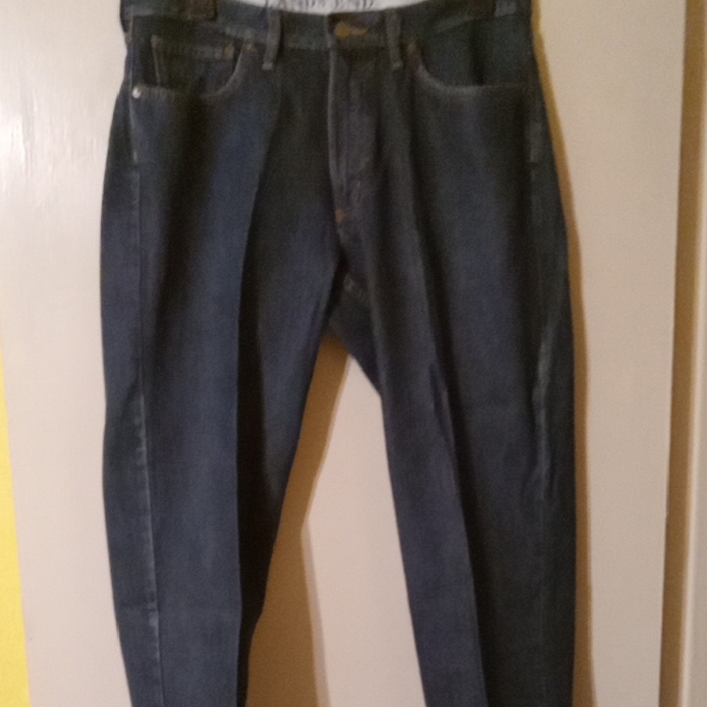 Lands' End Relaxed Fit Dark Blue Straight Jeans